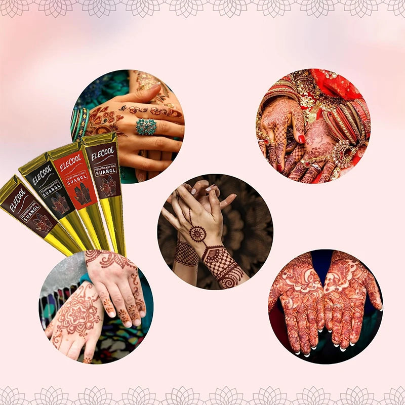 Indian Henna Brown Tattoo Paste Temporary Henna Cones for Tattoo Body Art Sticker Special Body Art Paint Red Black Henna