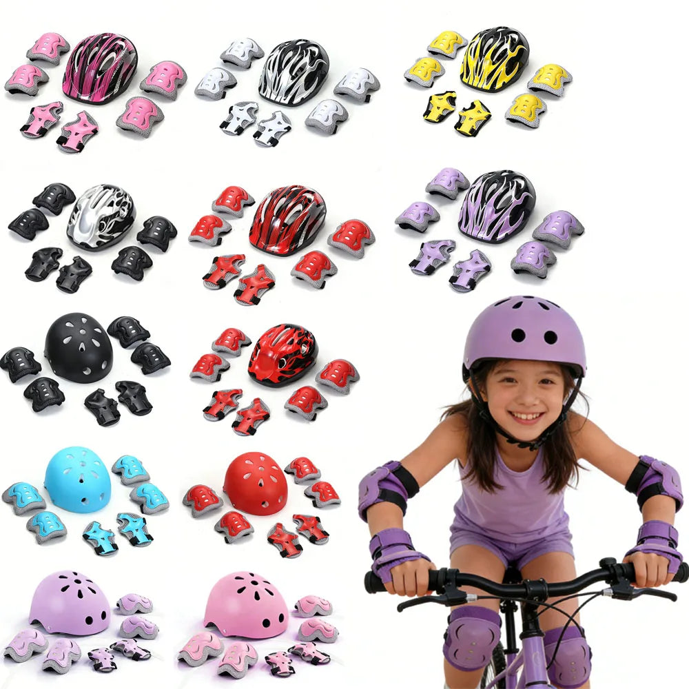 Kids Bike Helmet, Toddler Helmet for Youth Adult, Knee Pad Elbow Pad Wrist Guard Protective Gear Set for Bike