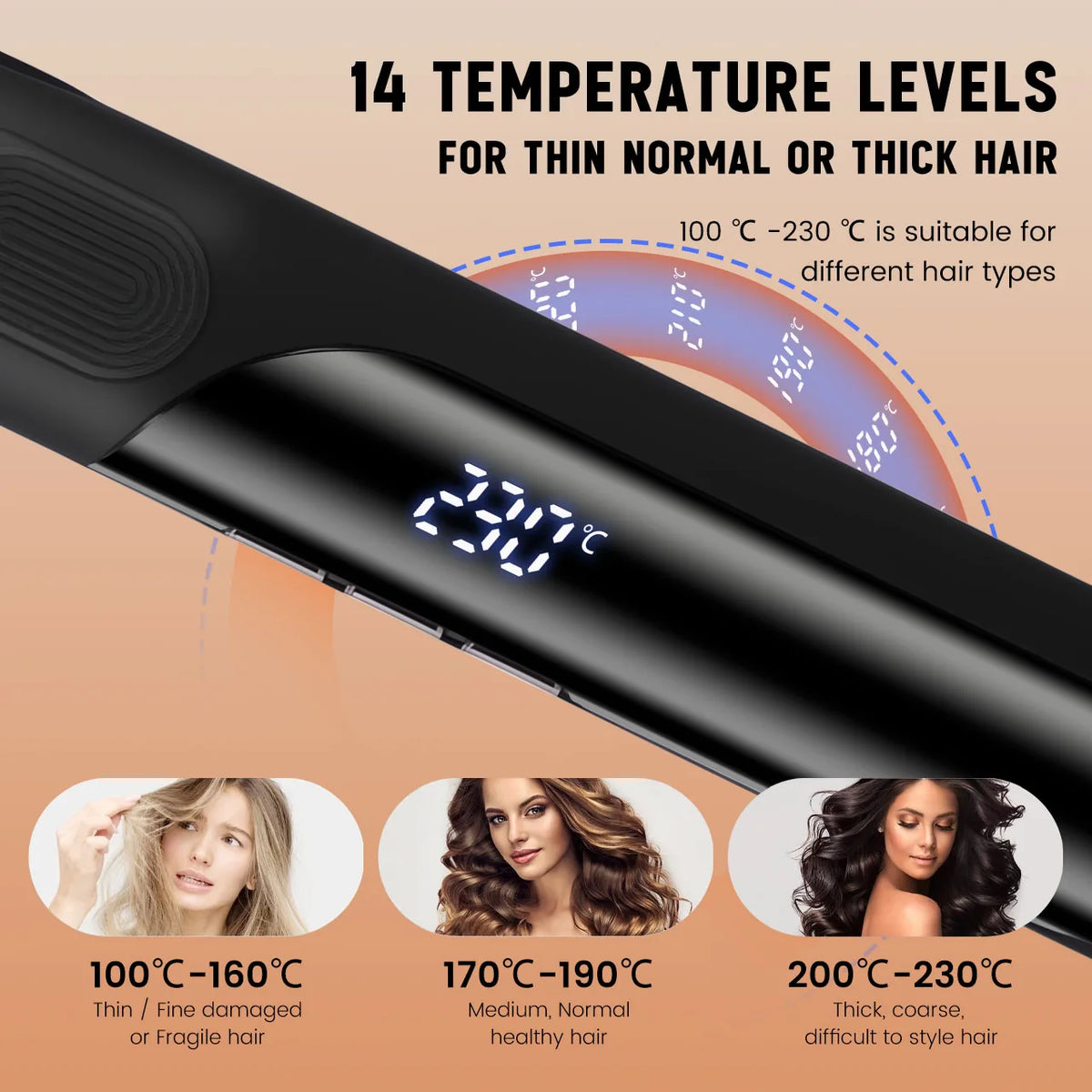 2‑in‑1 Hair Straightener and Curler Iron, Professional Hair Styling Tool