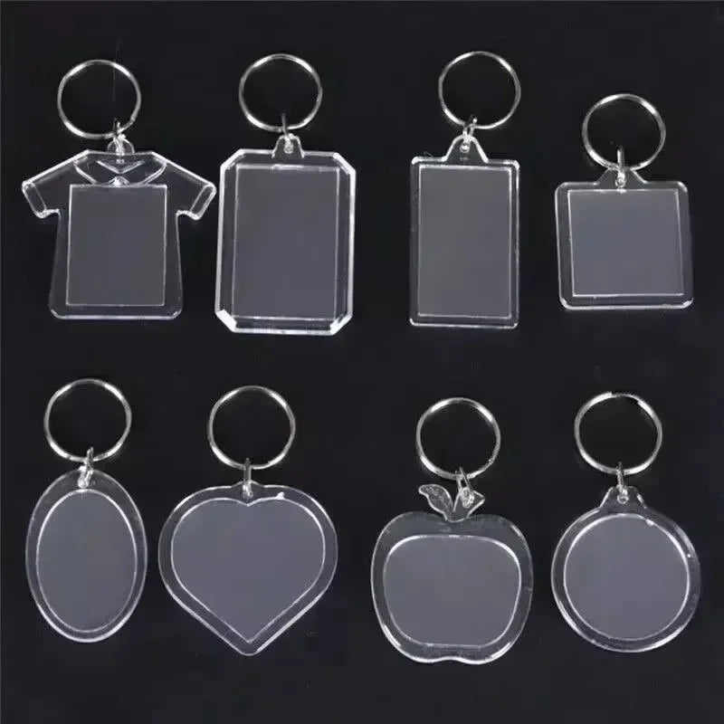 1/100pcs Transparent Photo Frame Keychain Creative Acrylic