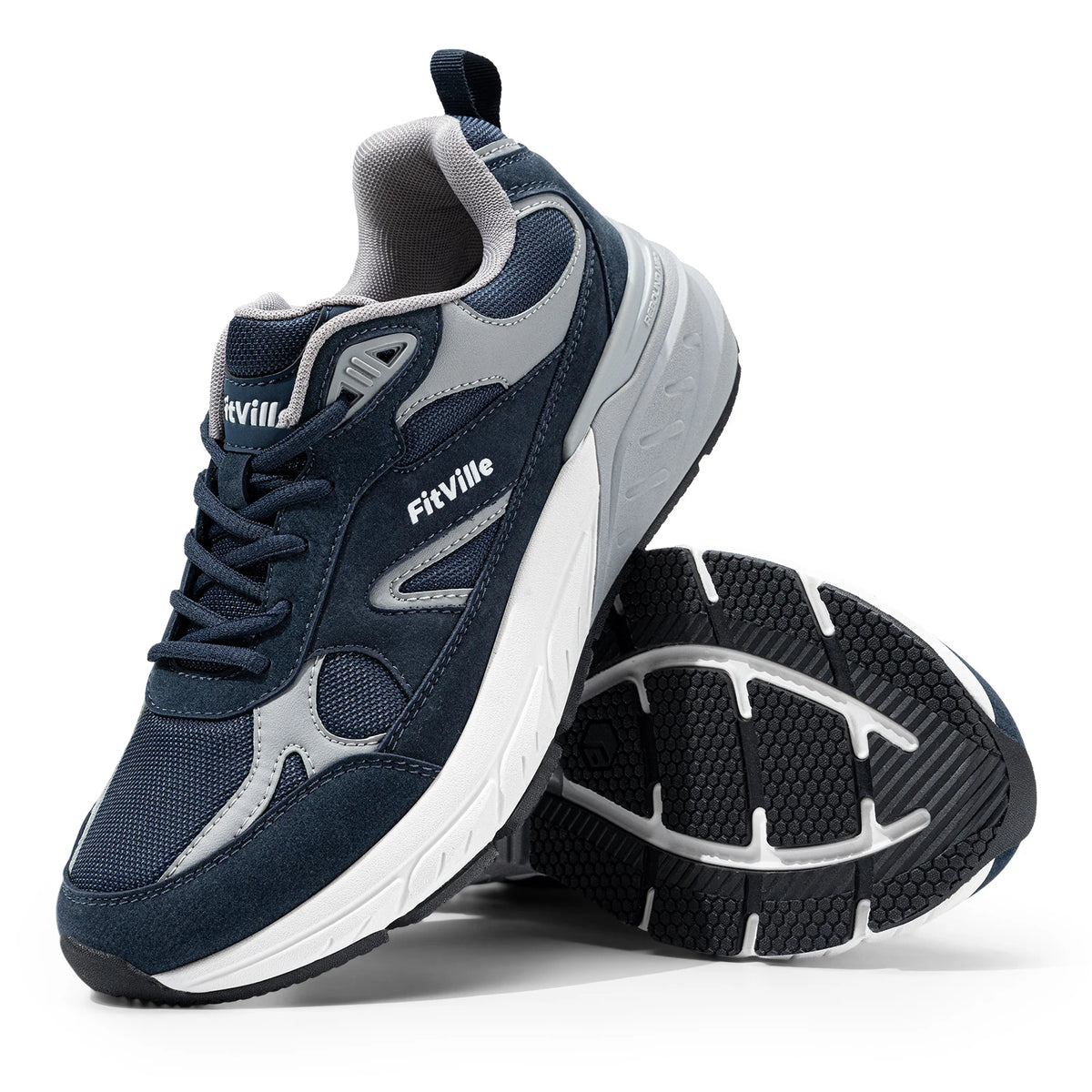 FitVille Newest Walking Shoes for Men Wide Width Sneakers with Arch Support for Flat Feet