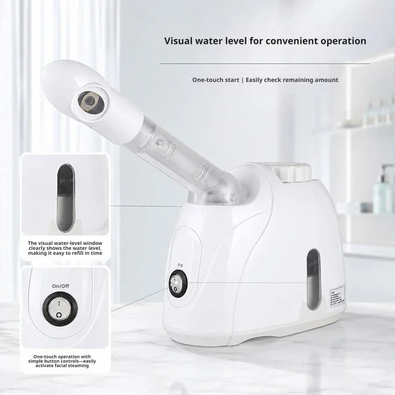 360° Rotatable Hot Mist Facial Steamer Multi-functional Home Spa Beauty Instrument Deep Hydration Skin Care Face Vaporizer