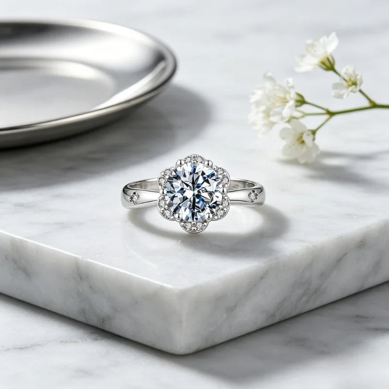 1/2/3/4CT Brilliant Cubic Zirconia Ring with 18K White Gold Plated