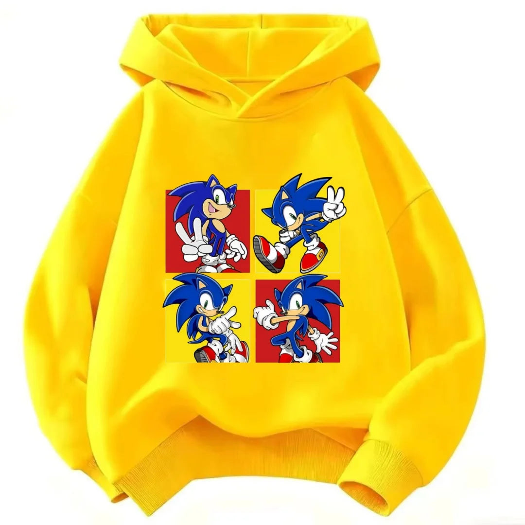 2026 Kids Thick Hoodie with Cute Sonic Anime Pattern