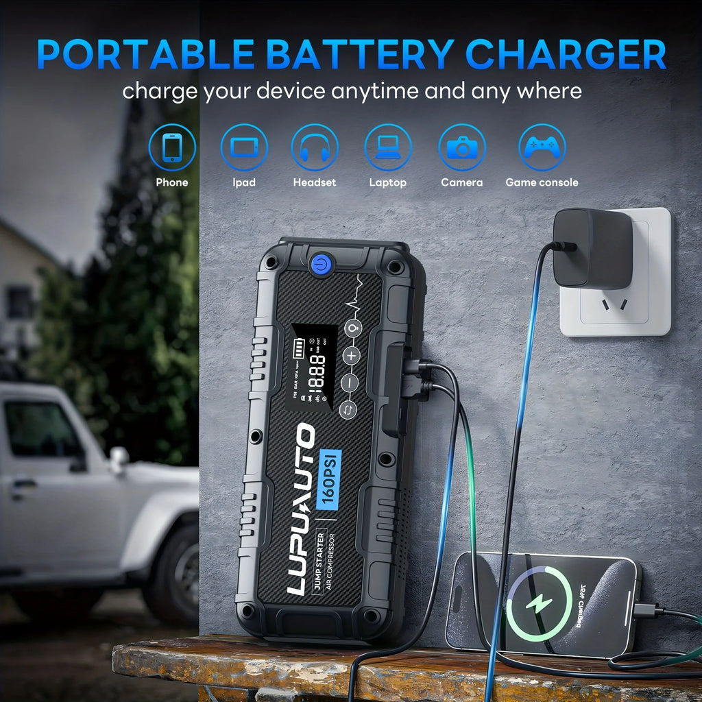 4 In 1 Car Jump Starter with LED Lighting 4000A Portable