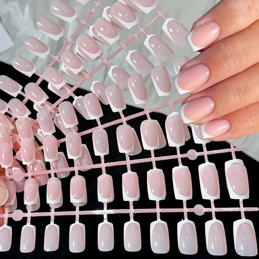 120pcs Simple Colorful Edge French Tip Fake Nails 12Sizes Medium  Square Press On Nail Glossy Full Cover Finish False Fingertips