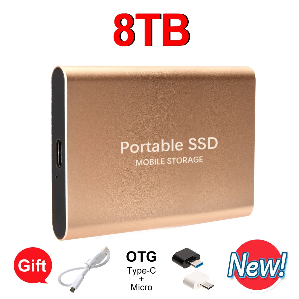 16TB External Solid State Drive Portable SSD USB 3.1 Type-C High-Speed Data Transfer Secure Storage for Important Files