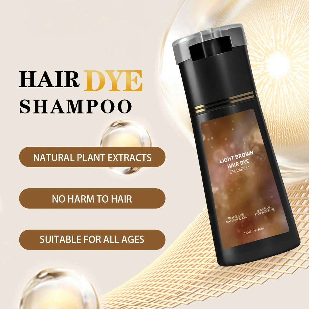 200ML Hair Dye Shampoo Quick Color Shampoo White Hair Quick Blackening Shampoo Oil Control Fluffy Shampoo Nourish Hair Care