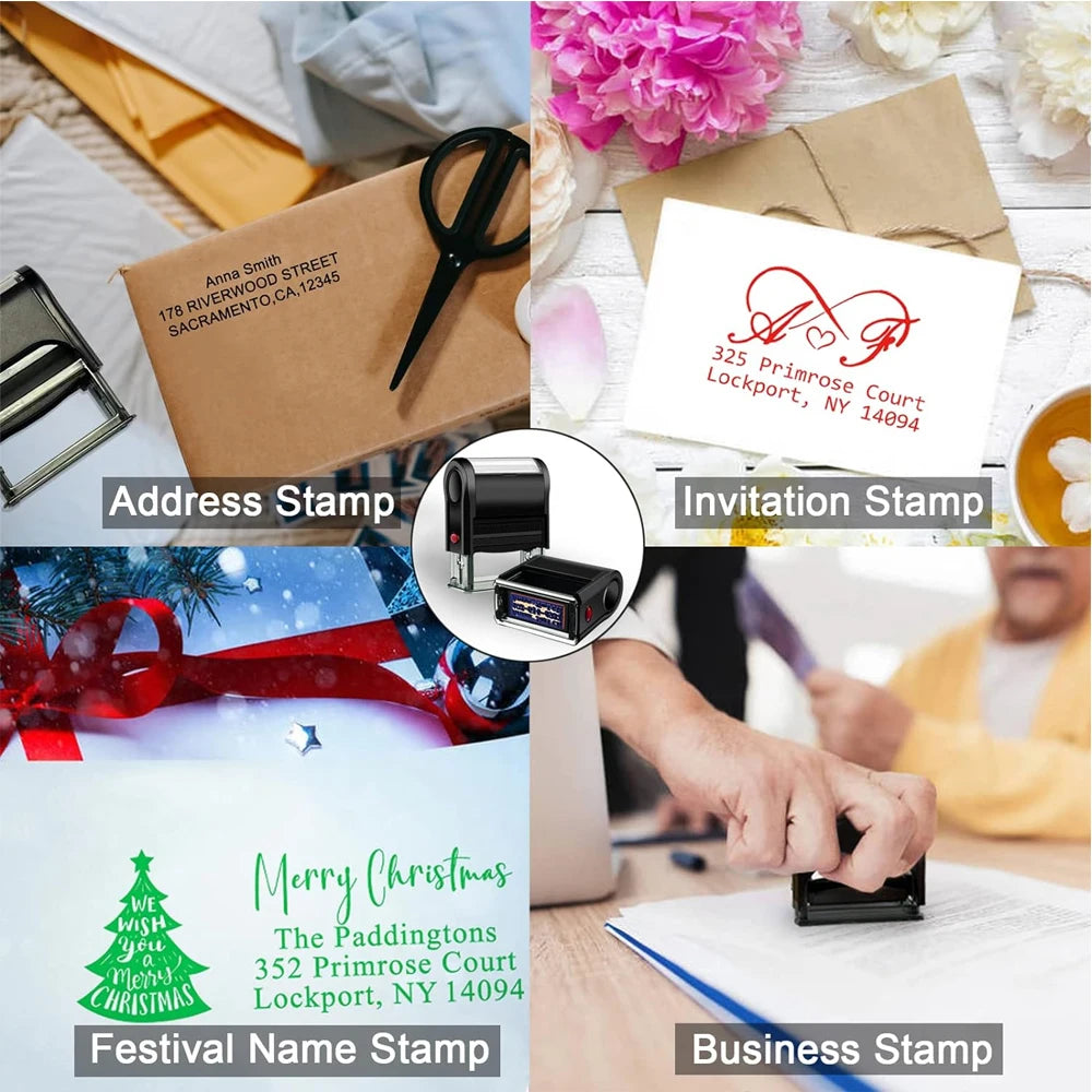 Customize LOGO Self-Inking Stamp Rubber Kit Self Ink Dial Seal Business Number Monogram Printing Stamp Multiple Ink Color Option