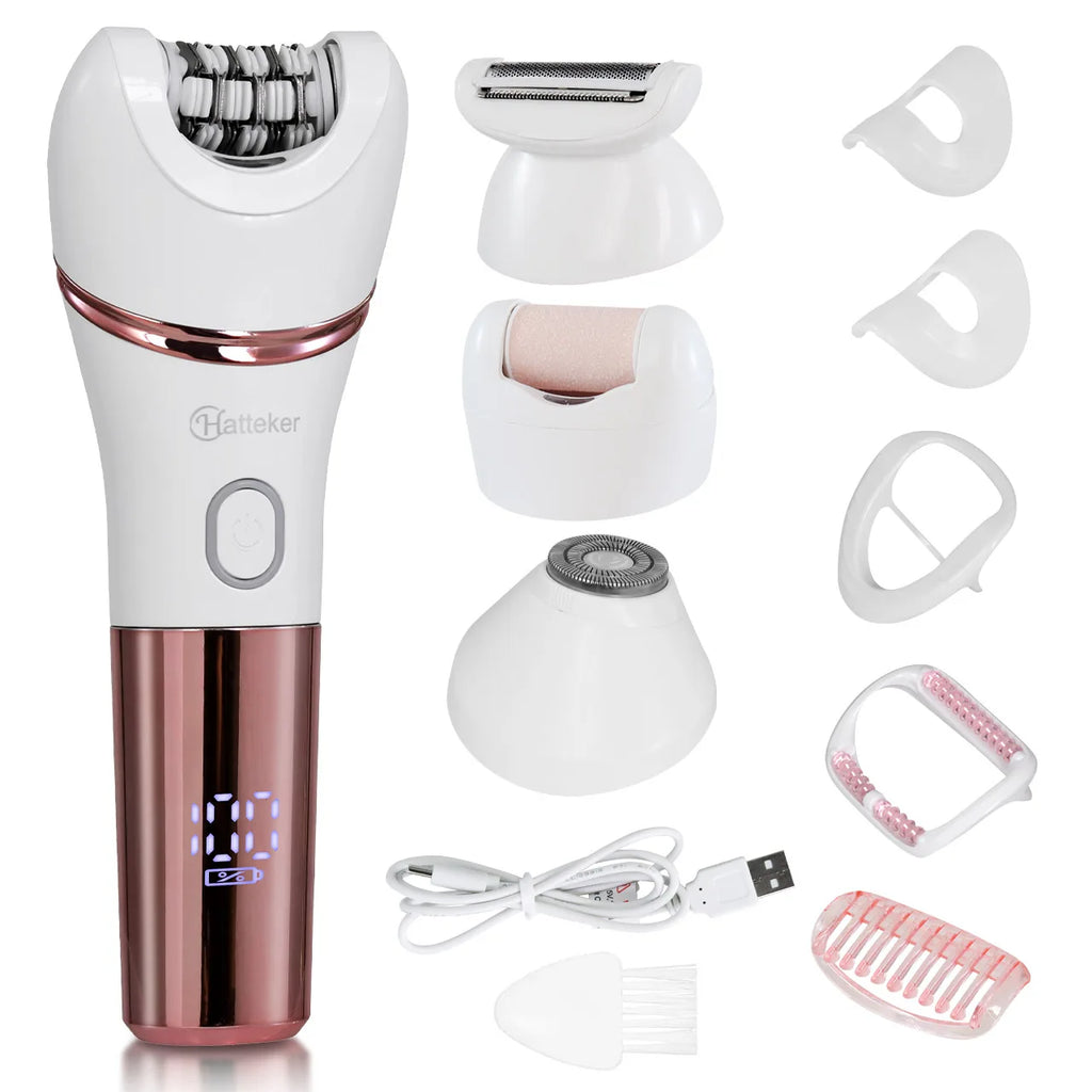 Hatteker 4 in 1 Women’s Hair Remover 7000 RPM for Legs Bikini Face Body Kit Wet / Dry USB Rechargeable IPX7 Waterproof