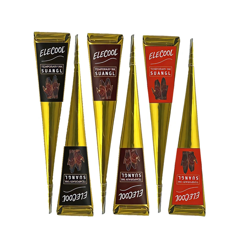 Indian Henna Brown Tattoo Paste Temporary Henna Cones for Tattoo Body Art Sticker Special Body Art Paint Red Black Henna