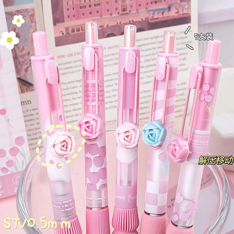 5Pcs Creative Rose Series 0.5mm Gel Pen