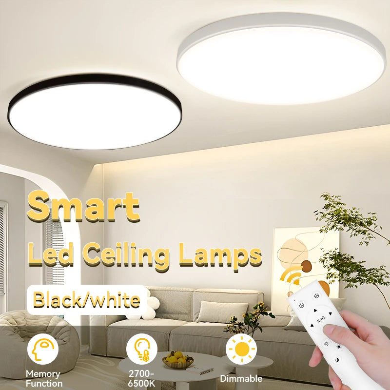 Modern 30W LED Ceiling Light Ultra Thin Acrylic Shade Remote Control