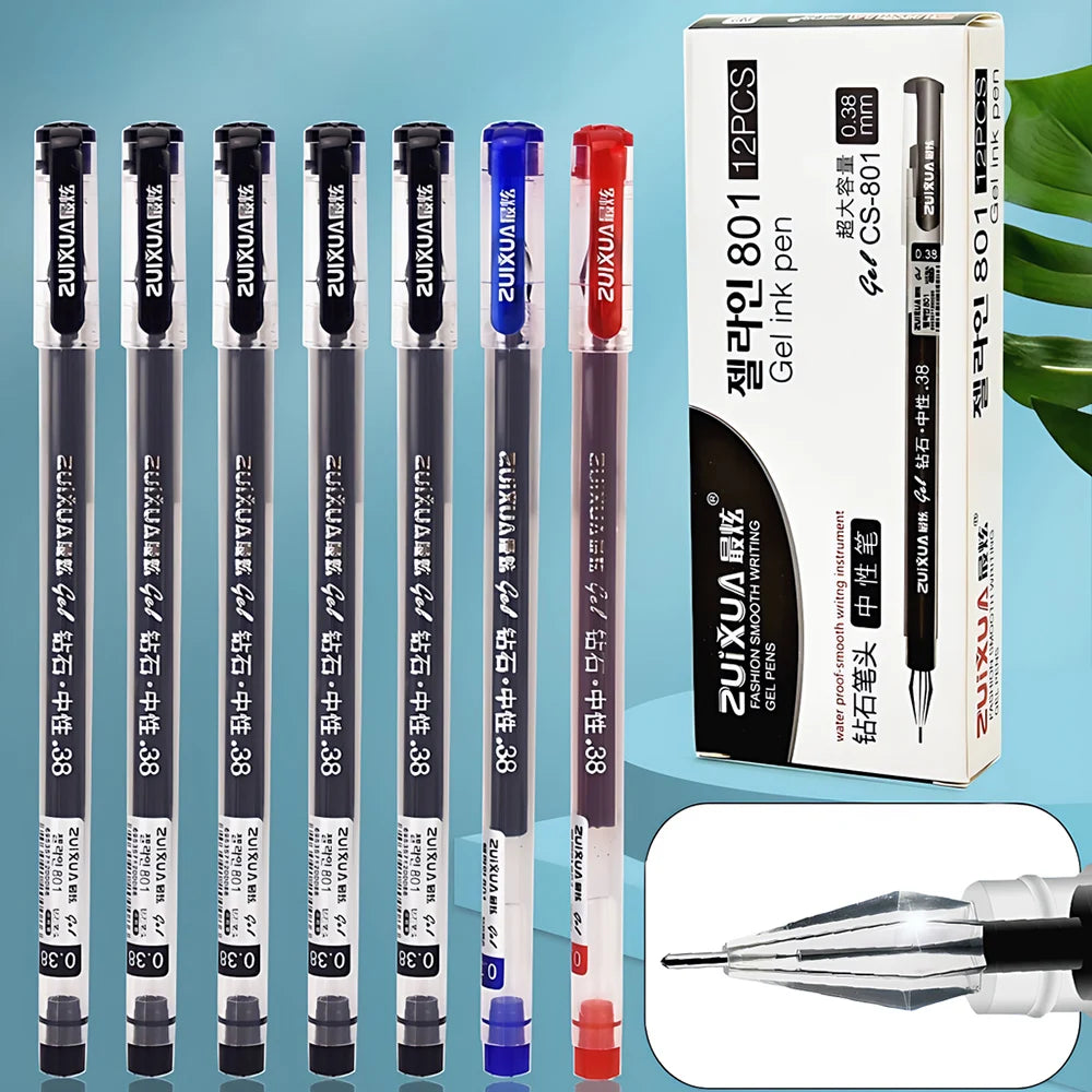 6/12 pcs Diamond Tip Gel Pens Set 0.38mm