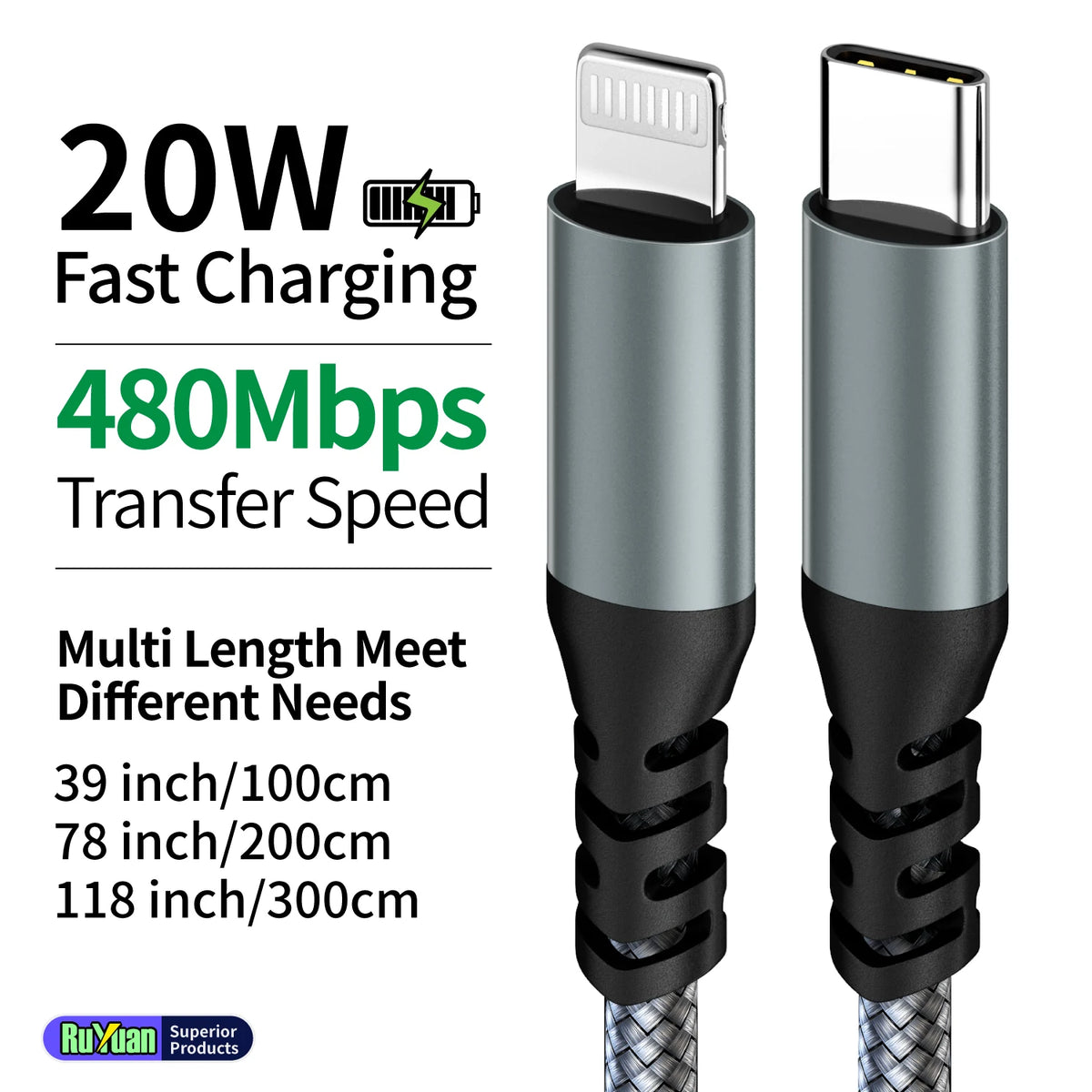 MFi Certified USB C to Lightning Cable 20W