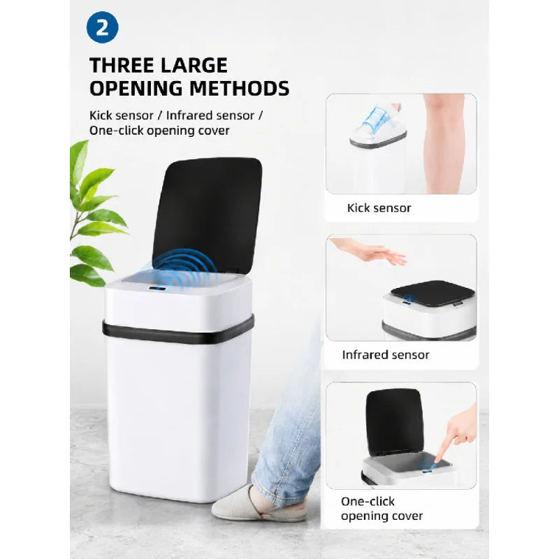 13L Smart Motion Sensor Trash Can Touchless Automatic Waterproof Waste Bin for Kitchen Bathroom Living Room