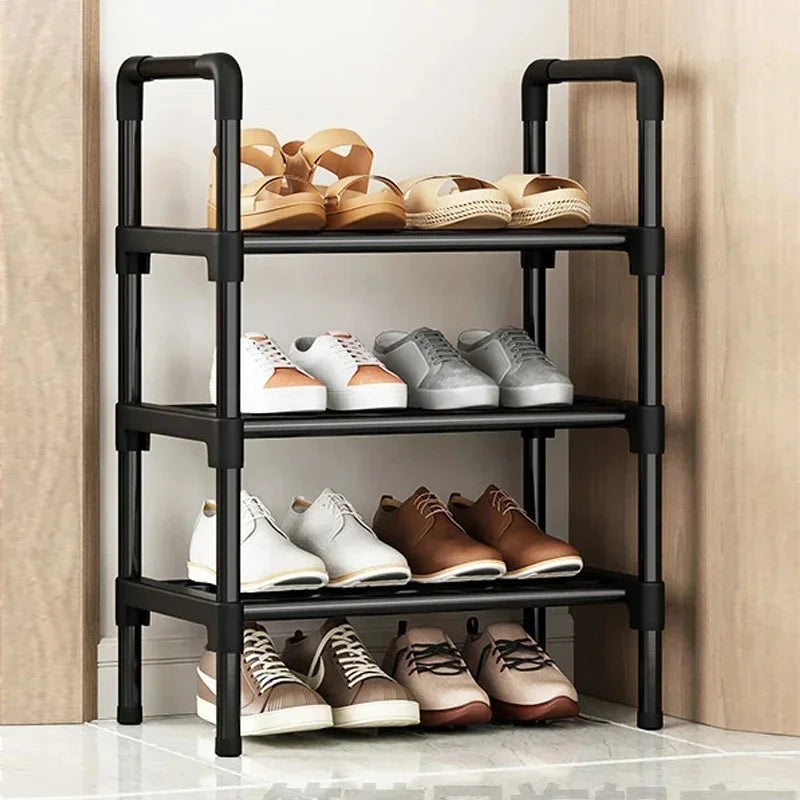 Black Elevated Shoe Rack Small  Simple Multi-layer Shoe Cabinet Home Entrance