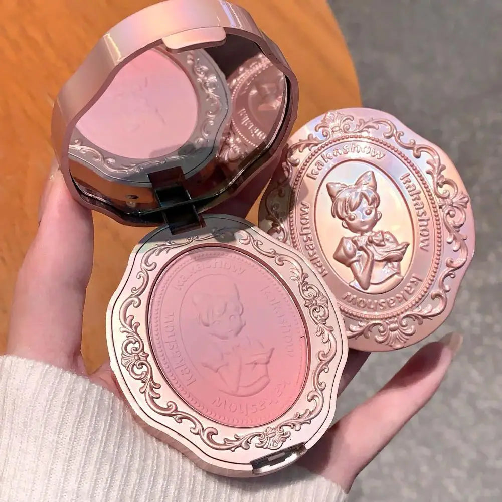 Vintage Embossed Gradient Blush Matte Smooth Long‑Wearing Natural Look Cheek Brightening Atmosphere Blush Long Lasting Makeup