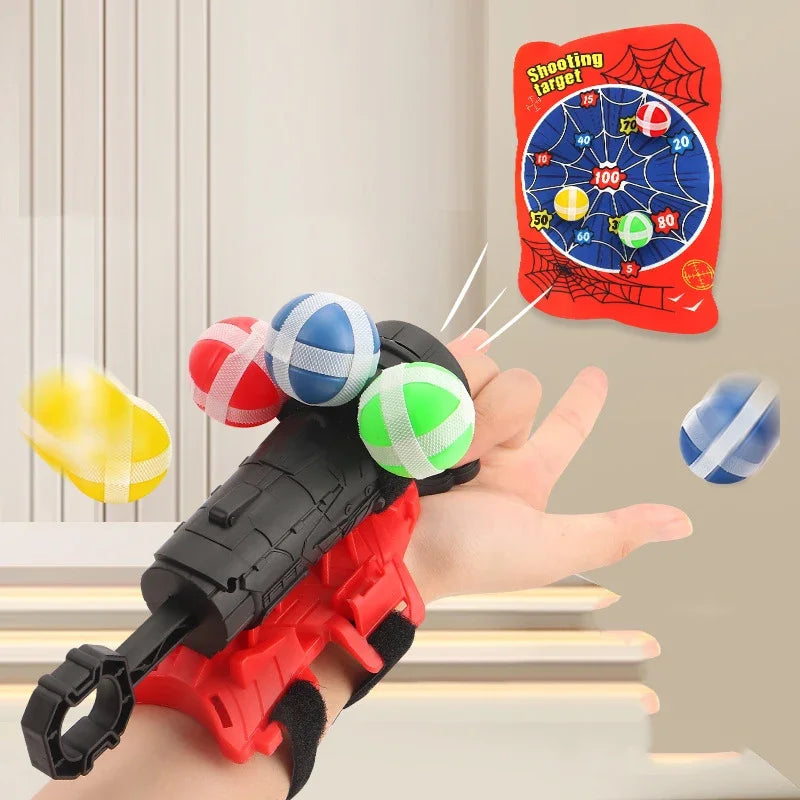 Cartoon Sticky Ball Guns Wrist Catapult Throw Dartboard Target Shooting Launcher