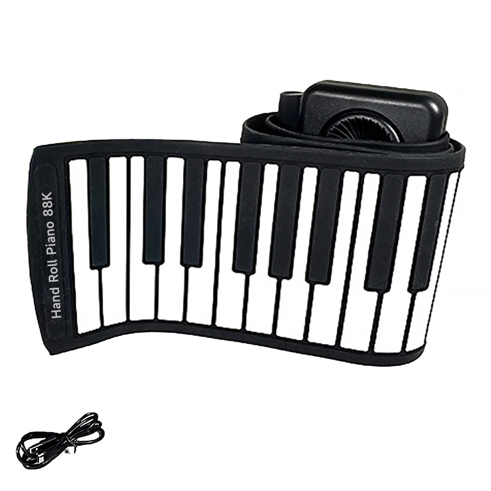 NEW 88 Keys Folding Piano Keyboard Silicone Roll Up Portable Electronic Hand Roll Musical Instrument Travel Builtin Speaker