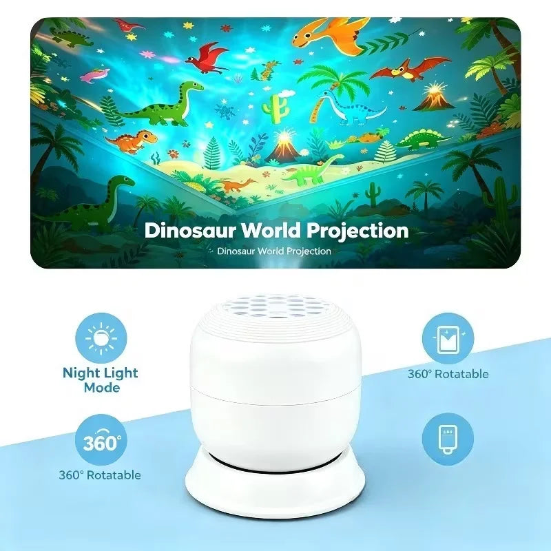 Mini 360° Rotating Night Light Projector – USB Jurassic Dinosaur