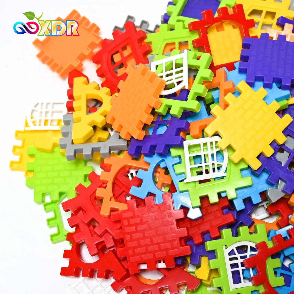 Children Building Houses Building Block Simulation Window Design Colored