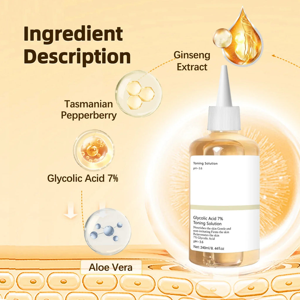 Glycolic Acid 7% Percent Toning Solution Face Exfoliant