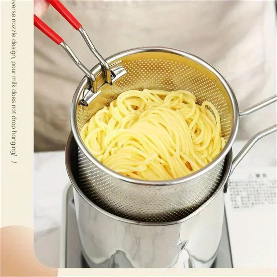 stainless steel fryer with French fries and chicken wings,Tianfu Luo pot household small oil pot with filter screen