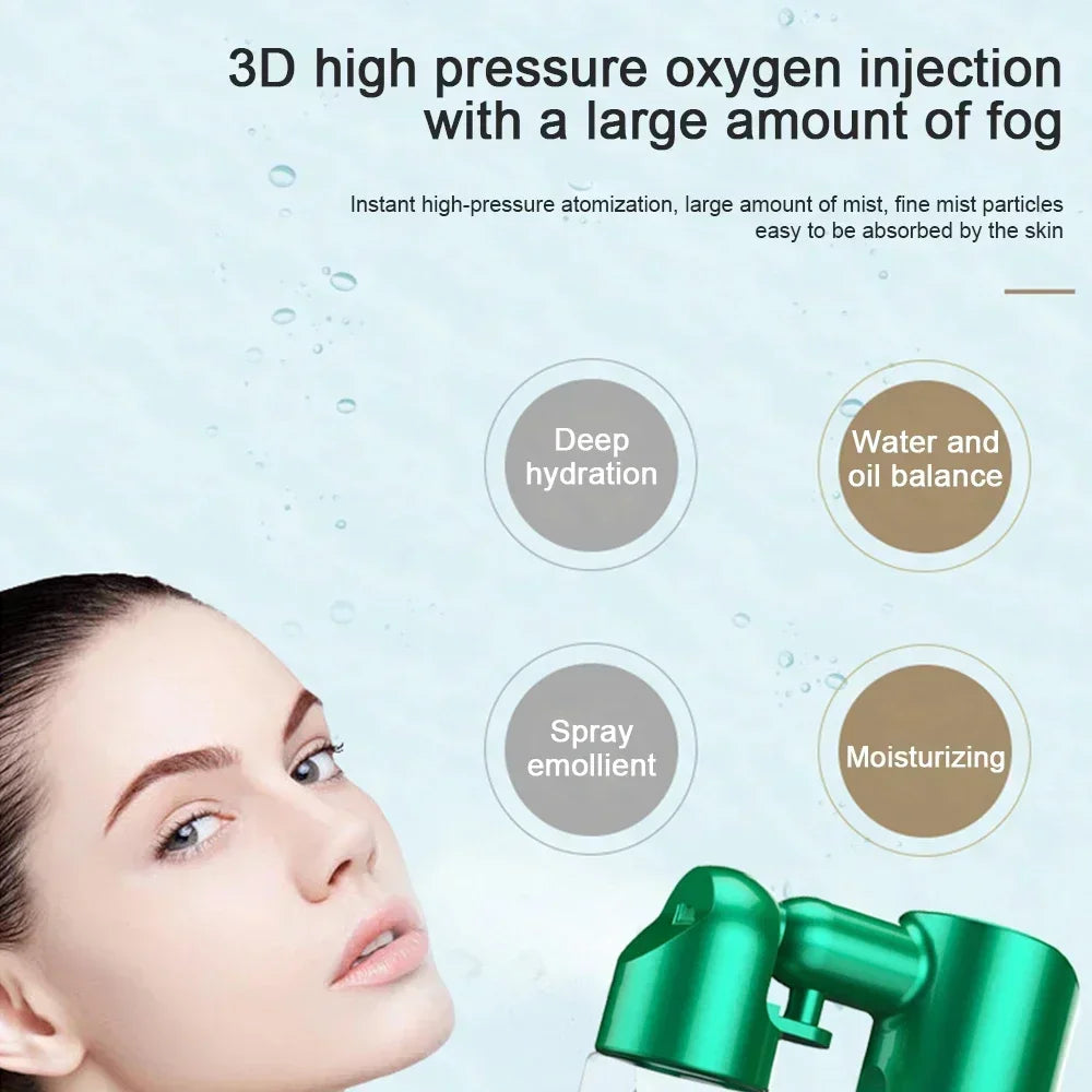 Nano Steam Gun Wireless Ultrasonic Nano Mist Sprayer Cooler Face Steamer Moisturizer Cooler Atomization Sanitizer Skin Care Tool