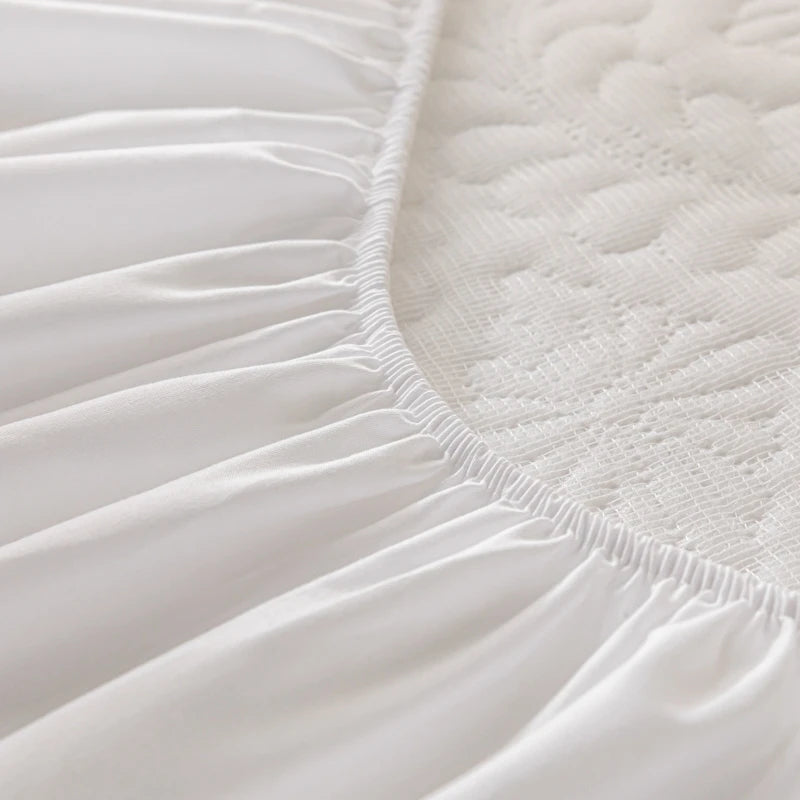 Waterproof Quilted Mattress Cover - Cotton Top, Antibacterial Fiber Fill