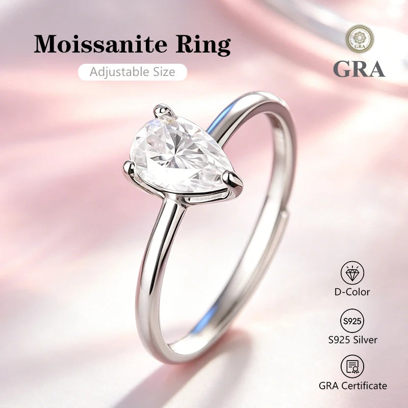 0.5-2.0 Carat Emerald Cut Moissanite Ring S925