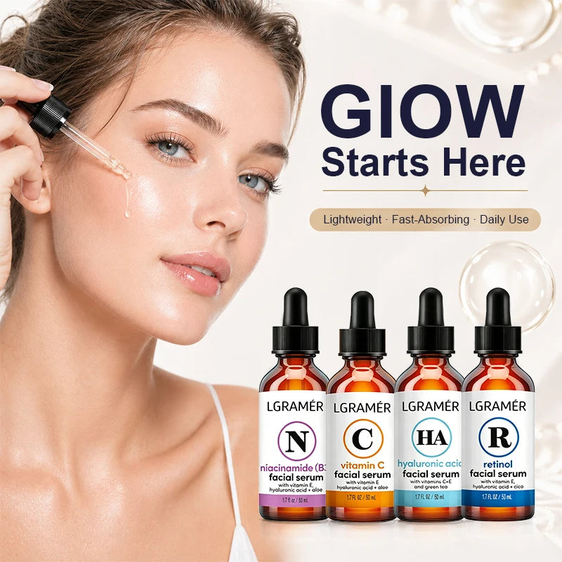 Vitamin C Retinol Niacinamide Hyaluronic Acid 4 Bottles Facial Serum