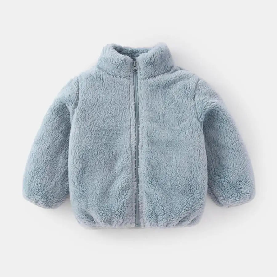 Solid Color Fashion Children Plush Coat Autumn Winter Warm Baby Girl Boy Casual