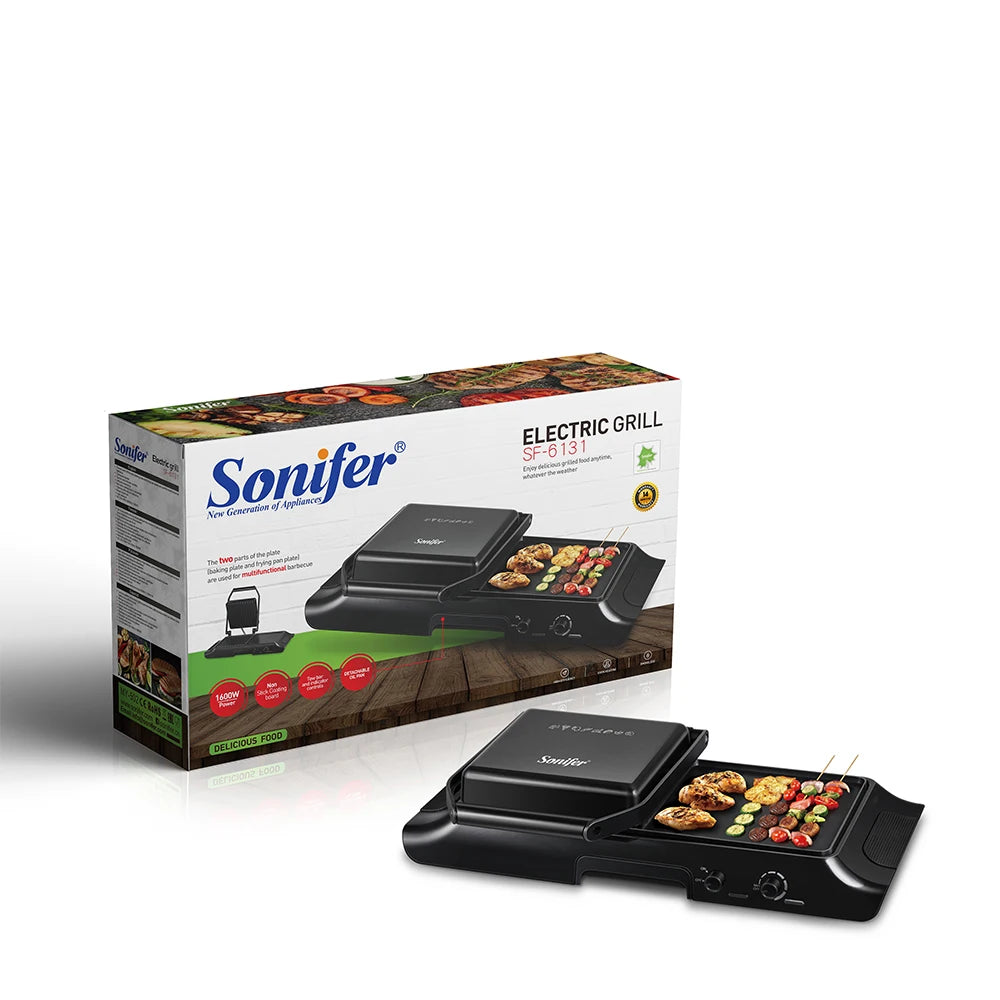 Electric Grill Sonifer SF-6131 1600W Dual Plate BBQ Grill