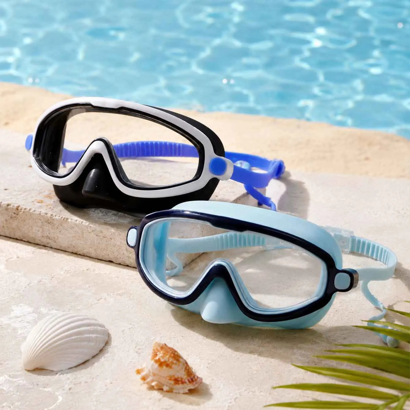 1PC Swim Goggles with Nose Cover, Wide View Anti-Fog UV Protection Swimming Mask