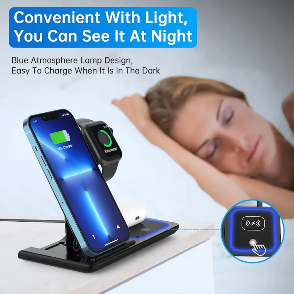 3 in 1 30W Foldable Wireless Charging Station for iPhone 17 16 15 14 13 Pro Max iWatch Ultra Airpods Pro Fast Charger Stand Dock