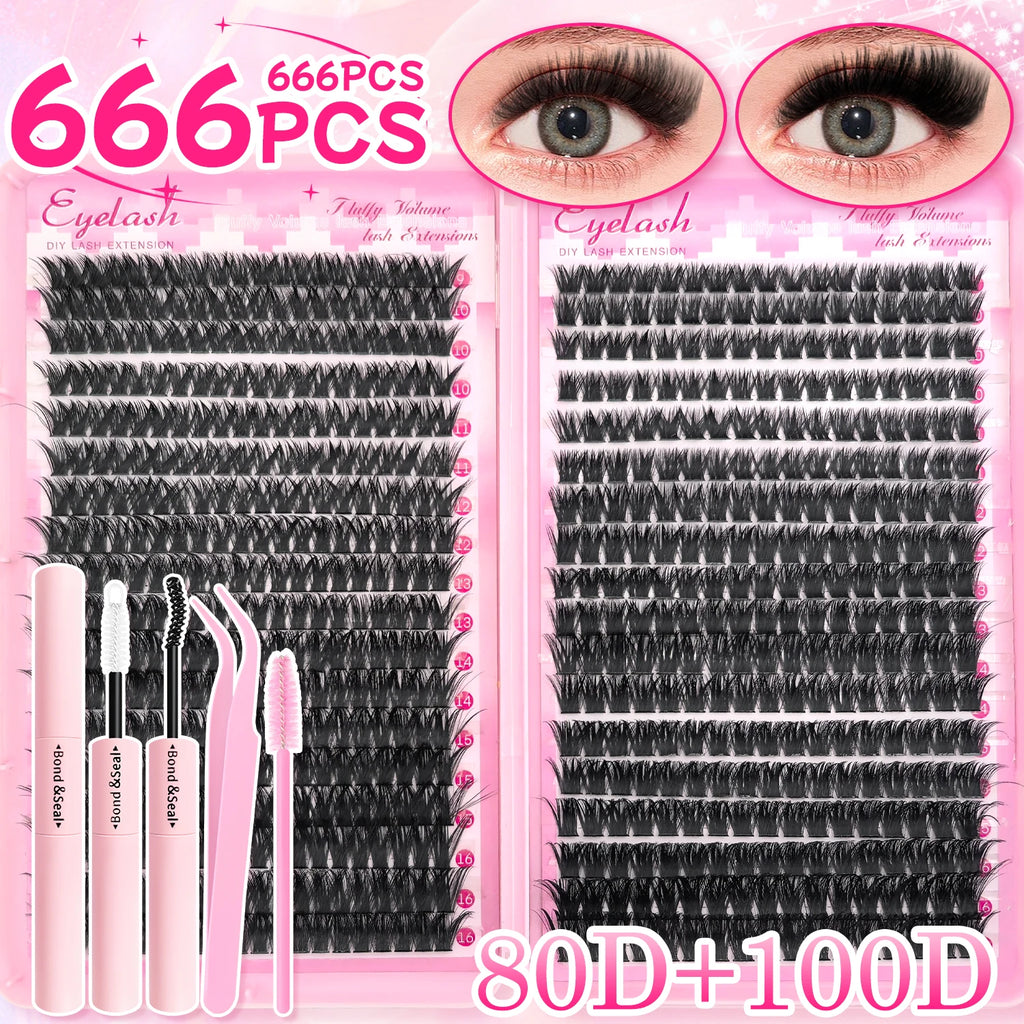 720 Cluster 30-100D Lashes Kit – 3 Sizes, Mix-&-Match Lengths for Custom Volume! Buildable, Fluffy Glam
