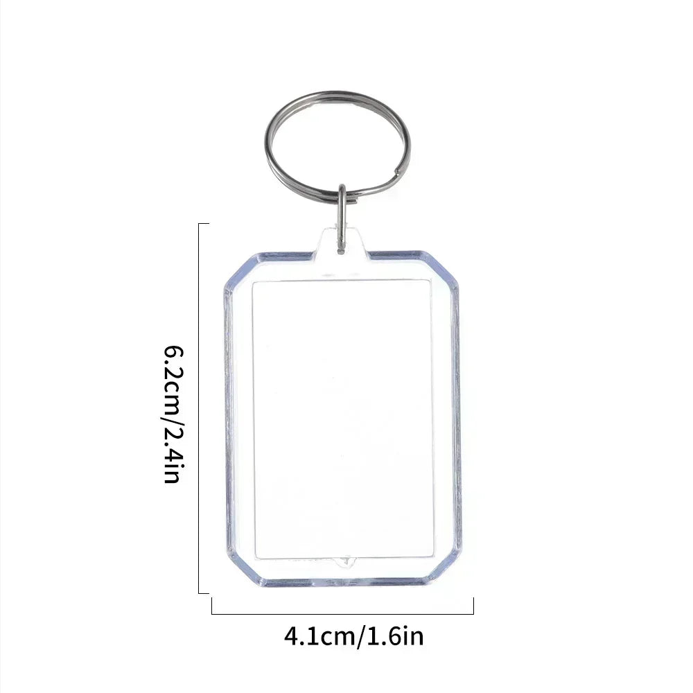 1/100pcs Transparent Photo Frame Keychain Creative Acrylic