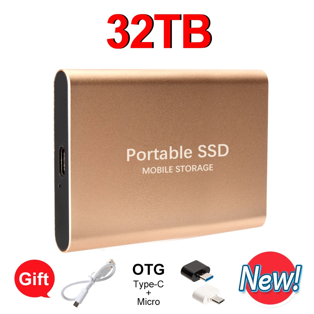 16TB External Solid State Drive Portable SSD USB 3.1 Type-C High-Speed Data Transfer Secure Storage for Important Files