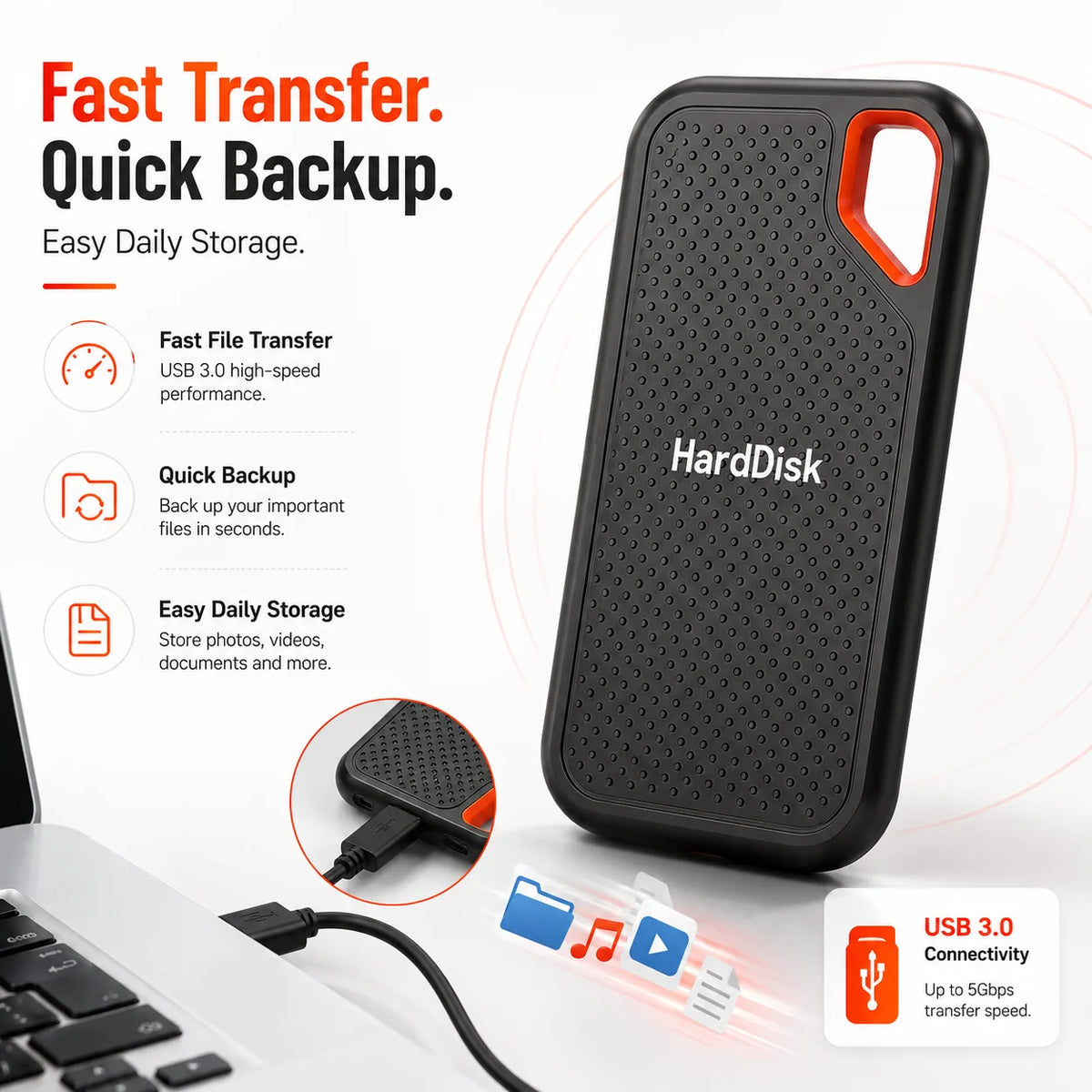 High-Speed Portable Hard Drive 1TB External SSD USB-C
