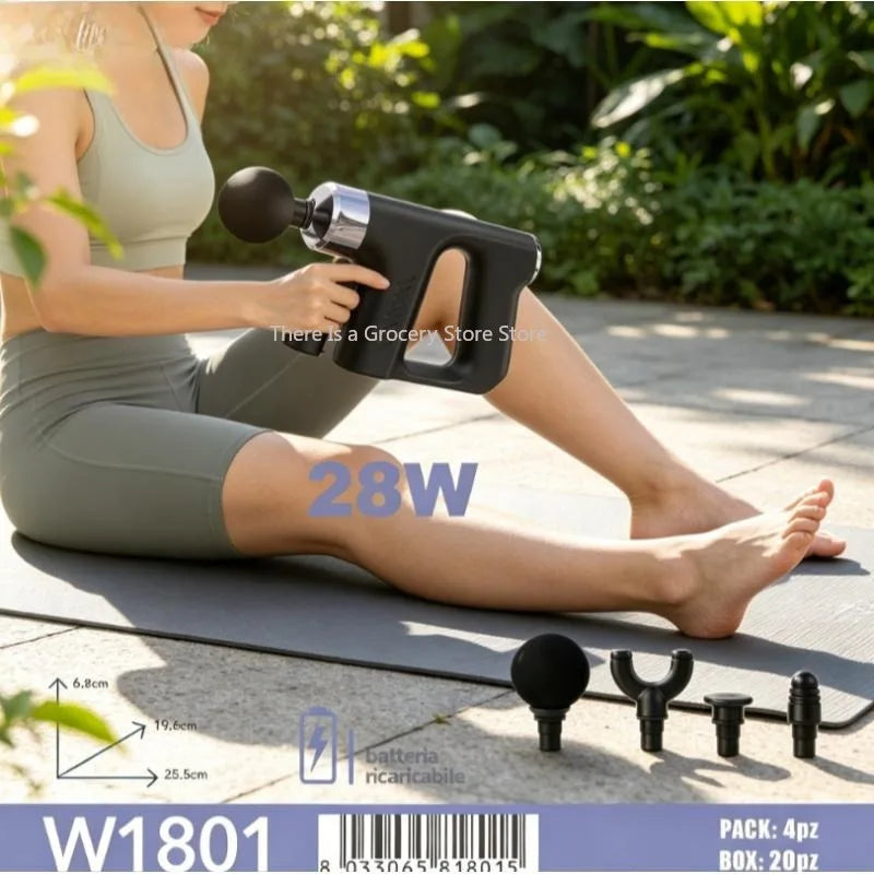 Percussion Deep Tissue Massage Gun 20W 28W Rechargeable Muscle Massager 4 Heads 3200-3600RPM For Gym Neck Back