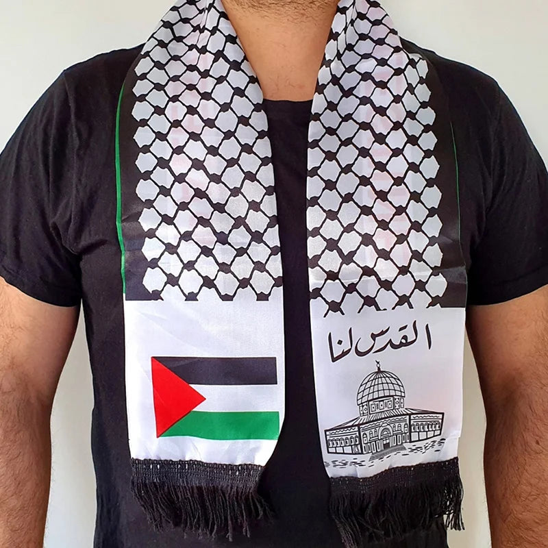 New Palestine Flag Scarf Shawls Fall Pashmina Shawl Wrap Palestinian Hatta Kufiya Keffiyeh Large Scarves With Tassel