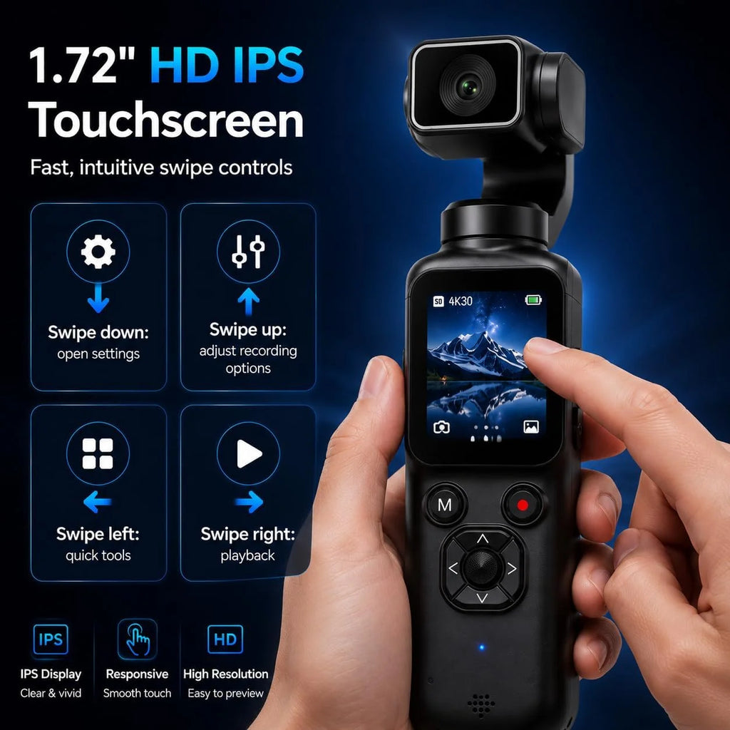 4K Pocket Vlogging Camera, With 64GB Memory Card, 75MP Digital Camera