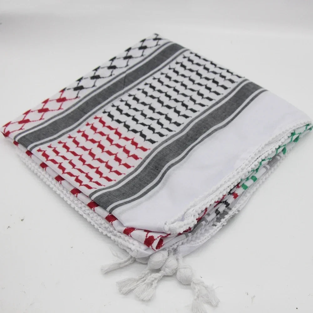 Original Kuffiyeh Cotton Woven Palestine Kufiya Arafat scarf shemagh sewn Arab keffiyeh shawl 110x110cm