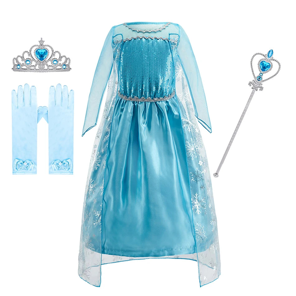Children Anna Elsa Dress Girls Princess Cosplay Costume