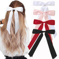 2/4Pcs Women Fashion Bilayer Bow Hair Clips, Soft Long-Tailed Bow Hairpins
