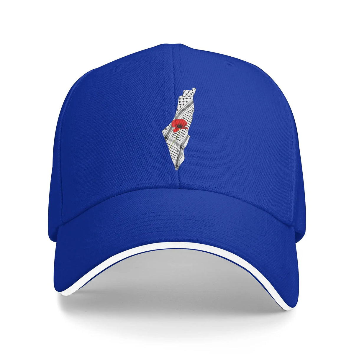 Palestine Map Keffiyeh and Poppy Baseball Cap