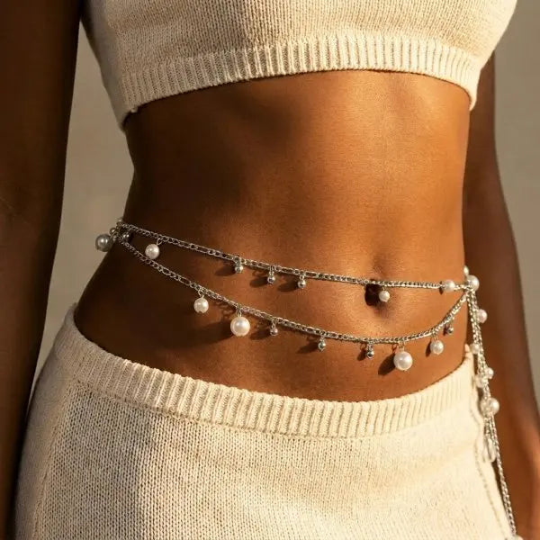 Summer Bohemian Waist Chain For Women Rice Beads Sea Star Shell Conch Starfish Pendant Body Chain Beach Vacation Bikini Jewelry