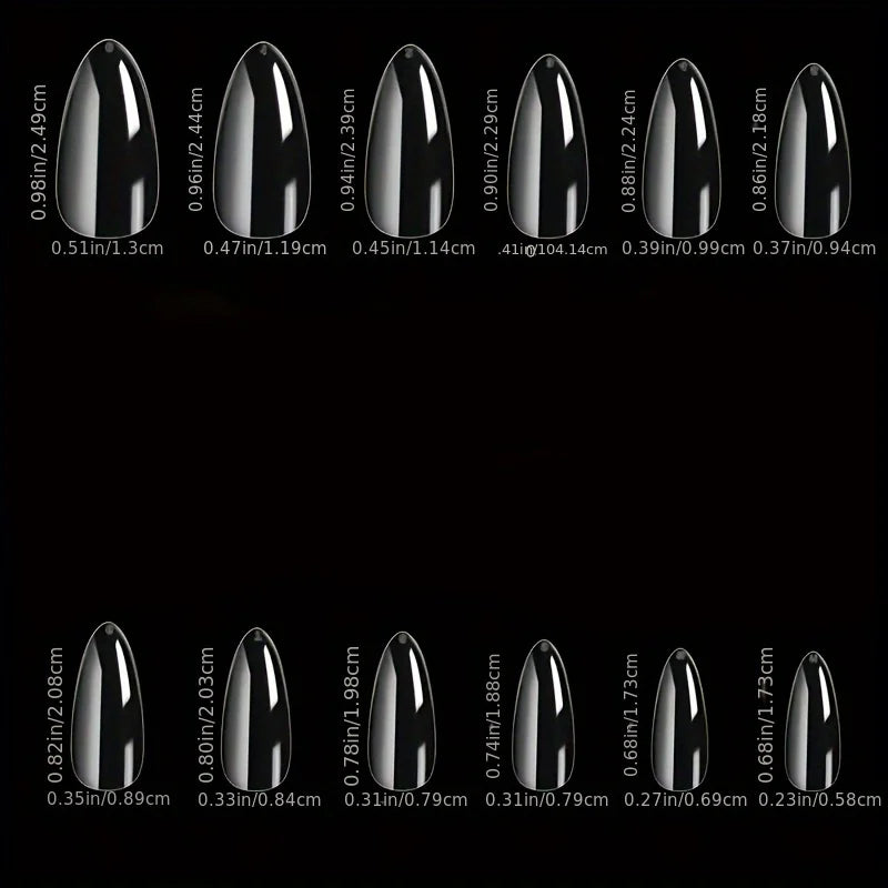 120/240 Pieces Long Soft Gel Nail Stickers, Transparent Full Coverage Almond-Shaped Press-On Nails, Acrylic Almond-Shaped Nail Stickers for Nail Salon Extension