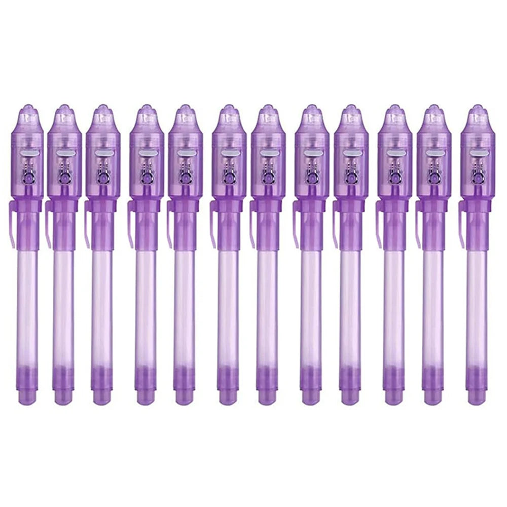 4-12pcs Invisible Ink Pen Spy Pen with UV Light Magic Marker